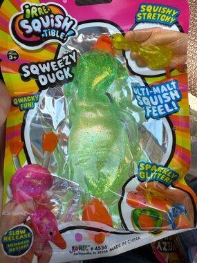 Viral Ja-Ru IRRE Squishtable Squeezy Duck - Green Glitter